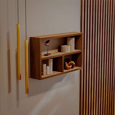 Nicho de Parede Decorativo Nogal Pequim para Sala Quarto Hall