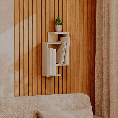 Nicho Decorativo Zurique Branco com Carvalho para Quarto Hall