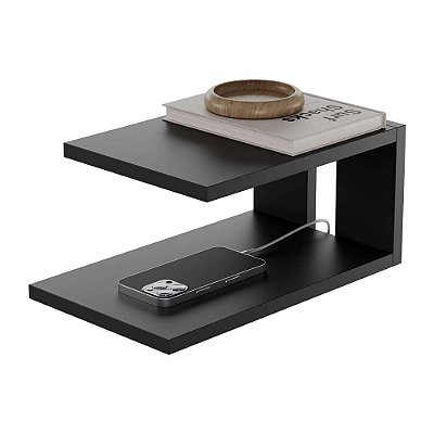 Mesa de Cabeceira Oslo 23x15cm Preto Quarto