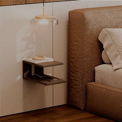 Mesa de Cabeceira Oslo Preta Cama Quarto Sala 23x15cm