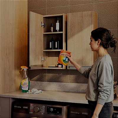 Armário Multiuso Aéreo 30cm para Lavanderia Carvalho