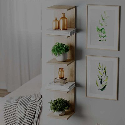 Torre de Prateleira Carvalho Estante Multiuso Sala Quarto