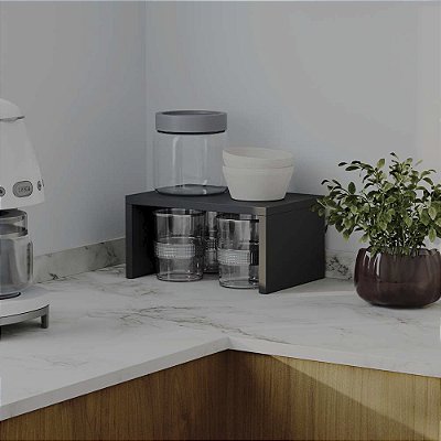 Organizador de Bancada para Cozinha Preto Multiuso