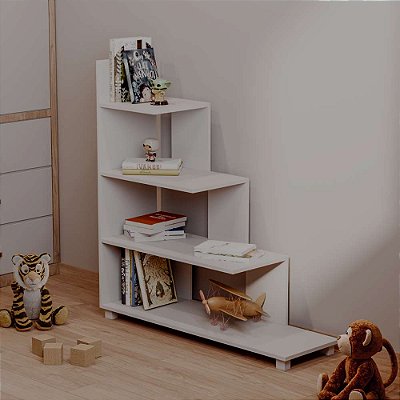 Estante Infantil Branca Ladder Livreiro para Quarto Criança