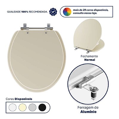 Tampa de Vaso Poliester Convencional Oval Universal 1.6gpf 6lpf Bege Creme para bacia Deca