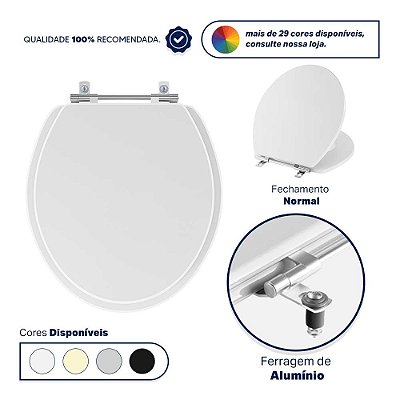 Assento Sanitário Tampa de Vaso Branco Resina Poliester Oval Convencional para bacia Deca