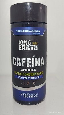 Cafeína Anidra - Ultra concentrado - High Performance - 120 Cápsulas / 500mg - King Earth
