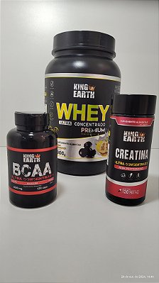Combo Whey Protein Ultra Concentrado Maracujá 900g + BCAA 120 Cápsulas + Creatina 120 Cápsulas