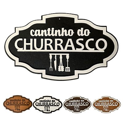 Kit 10 Placas Decorativas Aplique Cantinho do Churrasco Área Gourmet em MDF