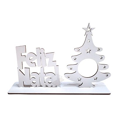 Kit 10 Enfeites Porta Bombom Feliz Natal Lembrancinha Fim de ano em MDF Branco