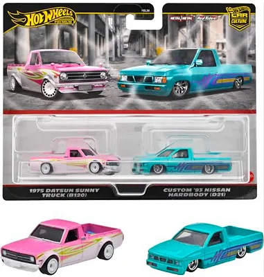 Hot Wheels Car Culture - 1975 Datsun Sunny Truck + Custom 93 Nissan Hardbody