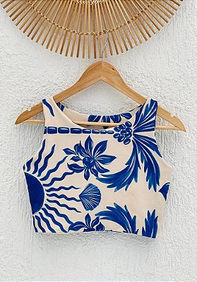 Cropped Patroa Oceano Encantado Tamanho:PP Cor:Azul