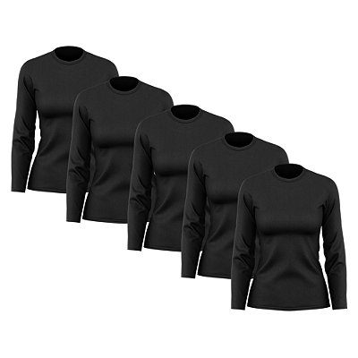 Kit 5 Camisetas Femininas UV PRO Manga Longa (197309463)
