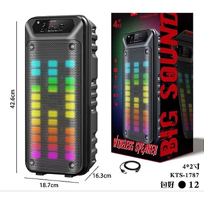 Caixa De Som Bluetooth Com LED Rítmico RGB KTS-1787 (som01)