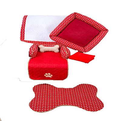 Enxoval Pet 6 peças Pequeno Vermelho (CNF1095)