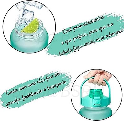 Kit 03 garrafas de água squeeze motivacional, cor aleatória (gar03)
