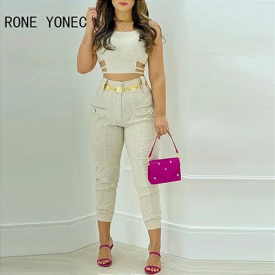 Conjunto feminino casual moletom com faixas e botões, calça curta