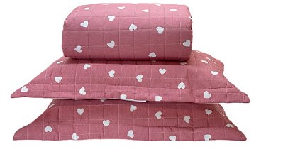 Kit Cobre Leito 3 Peças Coração Casal