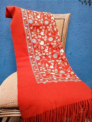Pashmina bordada flores xale casaco cachecol boho