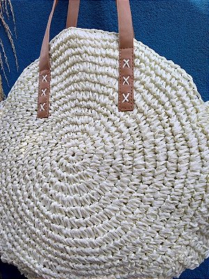 Bolsa praia boho palha sintética