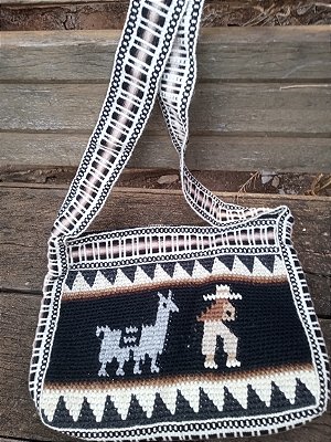 Bolsa de ombro peruana crochet lhama