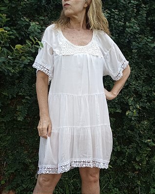 Vestido midi boho algodão
