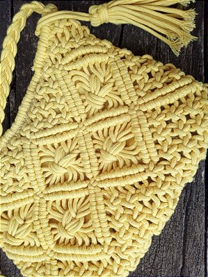 Bolsa macramê amarelo boho praia