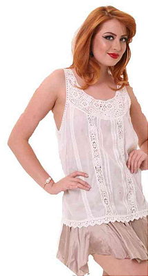 Blusa regata boho com renda