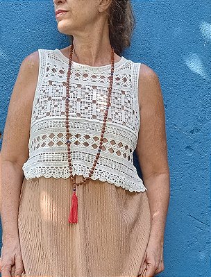 Blusa regata boho crochet