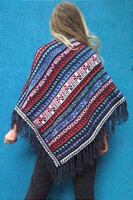Poncho boho peruano color feminino