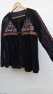 Casaqueto boho veludo bordado