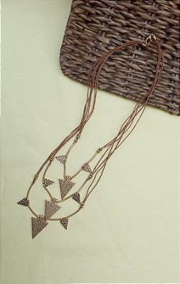 Colar choker boho chic marrom