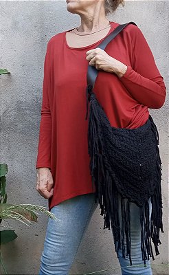 Bolsa boho franjas verde