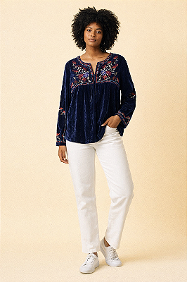 Casaqueto boho veludo bordado