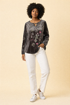 Casaqueto boho veludo bordado