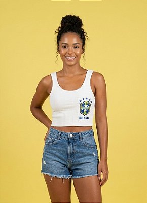 Cropped regata canelado copa do mundo