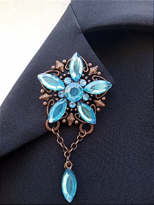 Broche boho floral zircônia