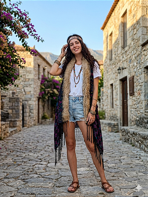 Colete boho com franjas