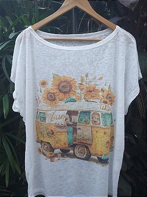 T-Shirts camiseta feminina mística yoga gato kombi filtro dos sonhos devore hippie.