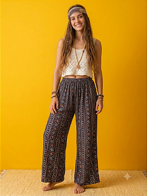 Calça boho estampada
