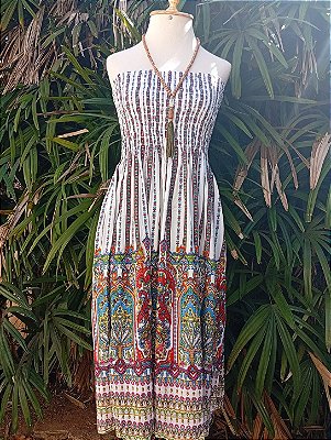 Vestido Tomara Que Caia Saia Hippie Boho Indiana Estilo Livre e Confortável se
