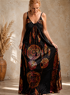 Vestido longo filtro dos sonhos boho hippie