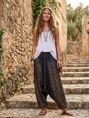 Calça sarouel indiana unissex