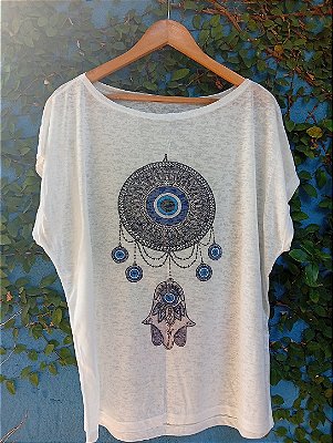 T-Shirts camiseta feminina mística yoga gato kombi filtro dos sonhos devore hippie.