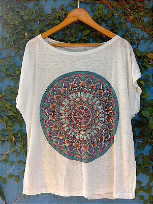 T-Shirts camiseta feminina mística yoga gato kombi filtro dos sonhos devore hippie.