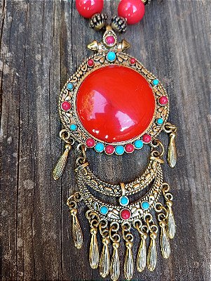 Colar boho madeira