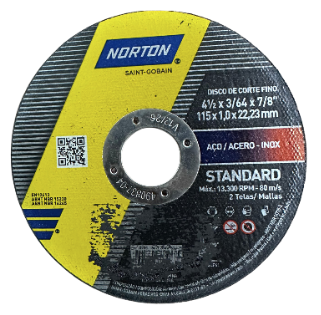Disco de corte Inox 4.1/2 3/64x7/8 Standart - 66252849762 - NORTON