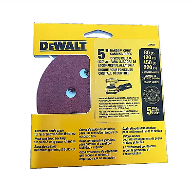 Disco Lixa Lâmina 5" GR80/120/150/220 Sortidas - DW4307X DEWALT