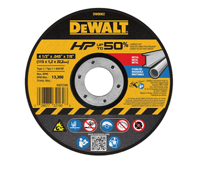 Disco de Corte Abrasivo Fino 4.1/2x0.045x7/8 - DW8062-AR - DeWALT