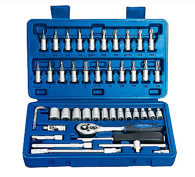 Jogo de Chaves Soquete Impacto Curto 1/4 (46 PEÇAS) -  R010122 - RioSul